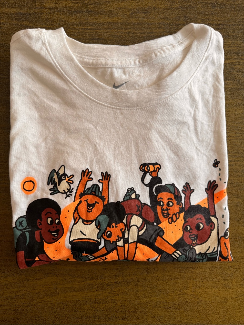 Nike White Mens Sz M Long Sleeve Tee Cartoon Crew